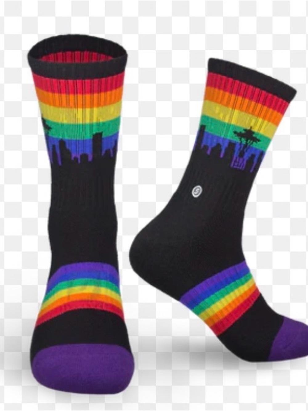 NWT Skyline Seattle Skyline Rainbow Athletic Crew Socks One Size